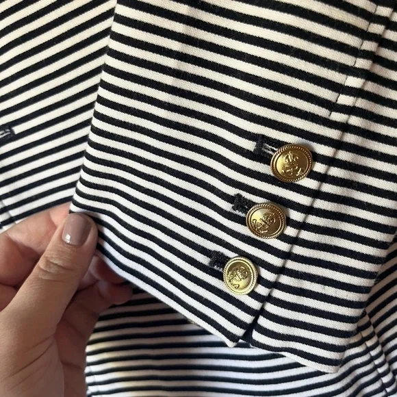 Cabi "Life Jacket" Nautical Navy and White
Striped Double-Breasted Blazer - Picture 8 of 11